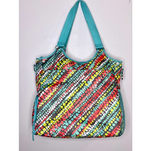 Thirty-One All Pro Tote Graffiti Dot Green Polka Dot with Shoe Compartment - Picture 3 of 15